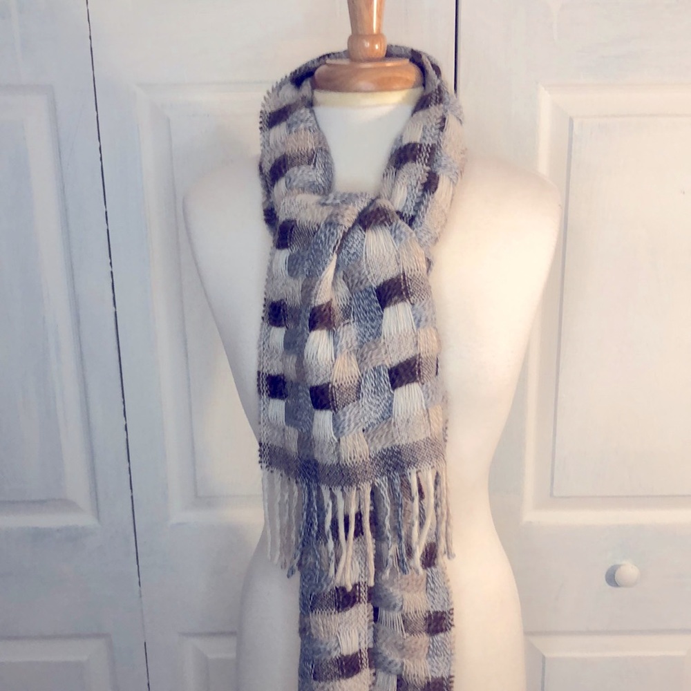 Knitted Lambswool & Acrylic Blend Woven Men’s Scarf 28 1/2” X 8”
